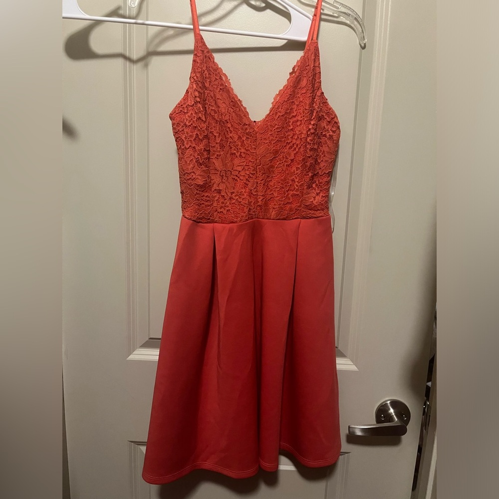 Charlotte Russe coral lace strap dress: S